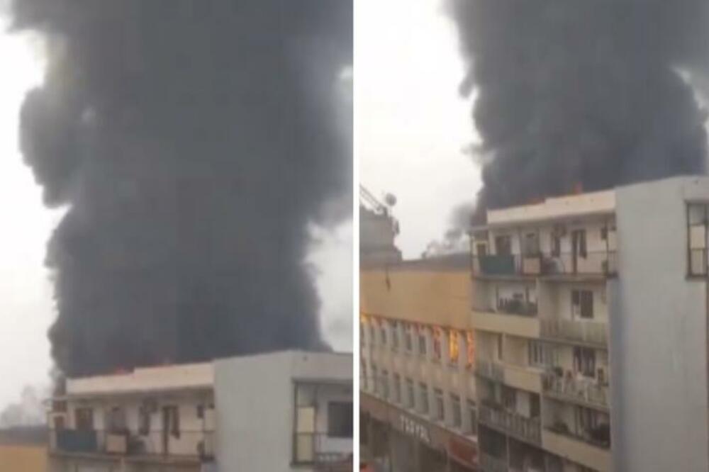 GORI KINESKA ROBNA KUĆA U KRUŠEVCU: Crn dim se nadvio nad gradom, EVAKUISANI STANARI iz okolnih zgrada! (VIDEO)