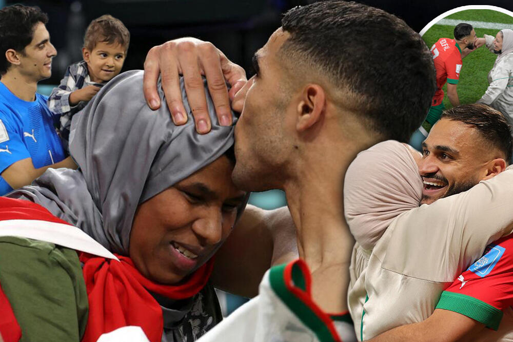 I NJIH SU ŽENE PRATILE U KATAR, ALI NE STARLETE I MANEKENKE: Igrači Maroka slave trkom u zagrljaj majkama! (VIDEO)