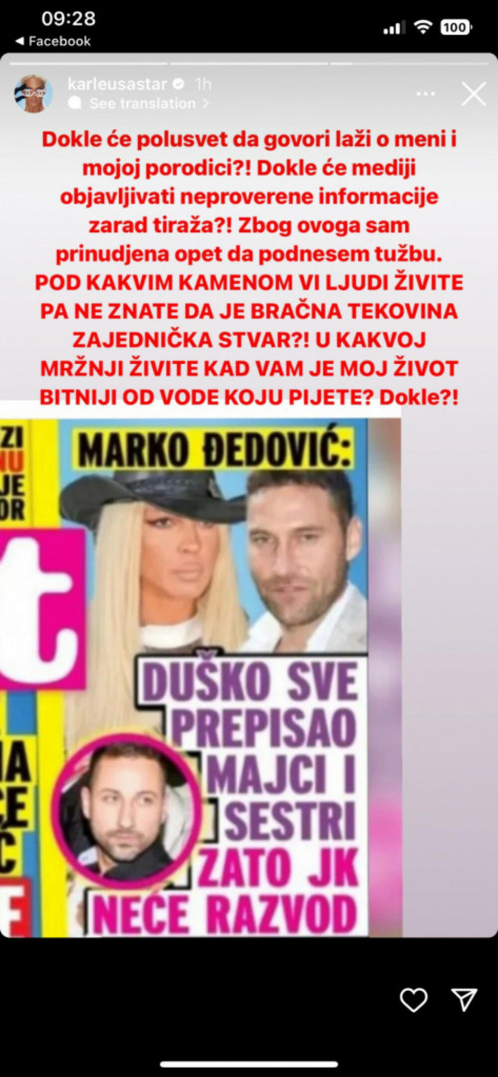Jelena Karleuša prokomentarisala medijske navode da će Duško imovinu prepisati majci i sestri