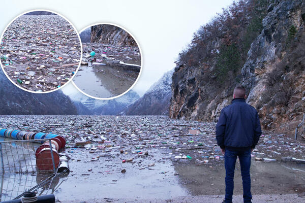 "STREPIMO OD ZARAZNIH BOLESTI": Zastrašujuće slike naše reke kruže svetom, zelenilo prekrila TONA SMEĆA! (FOTO)