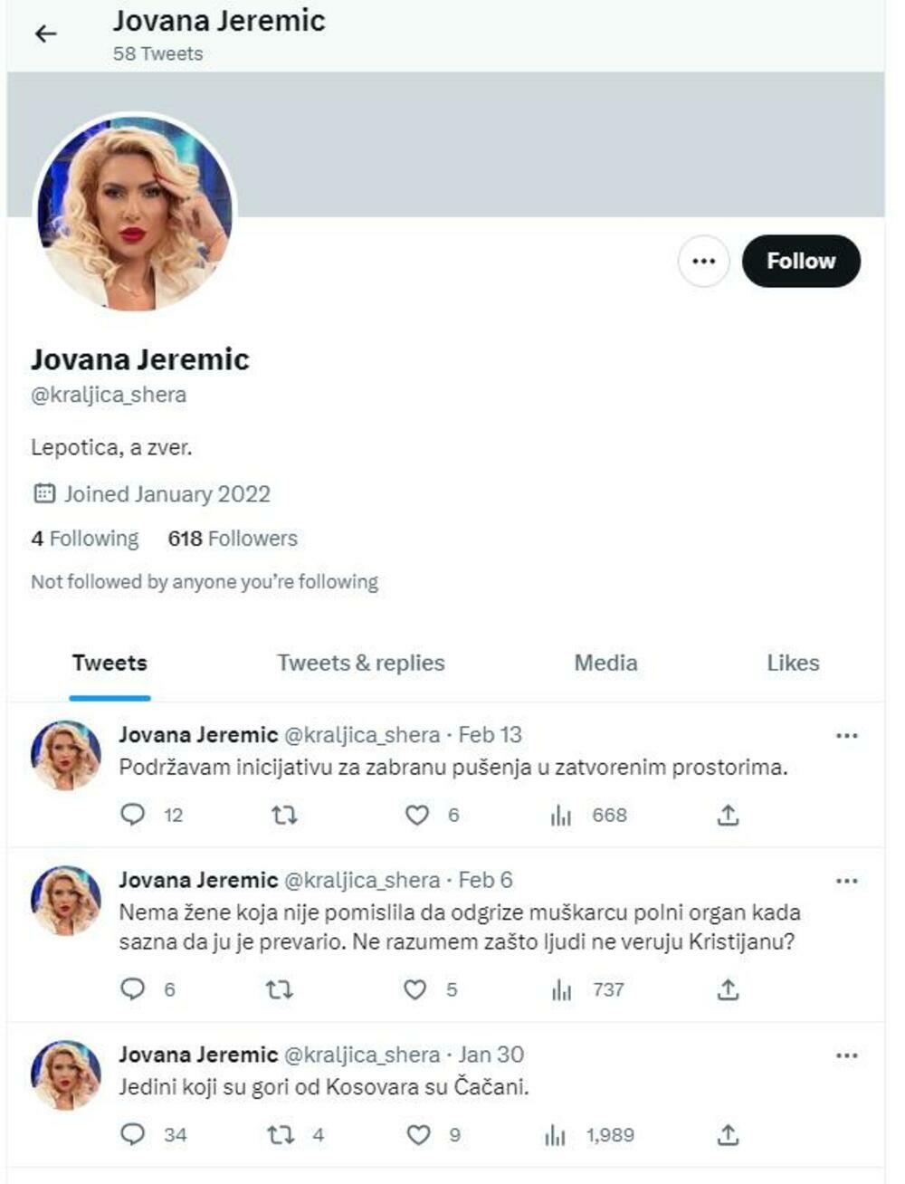 Lažan tviter Jovane Jeremić