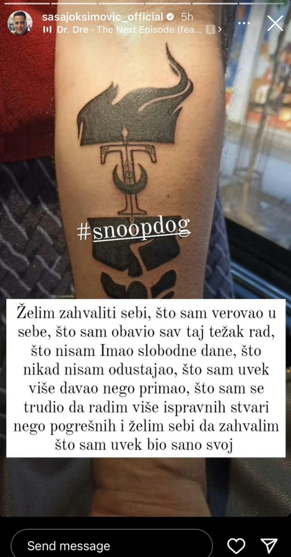 Saša Joksimović pokazao tetovažu