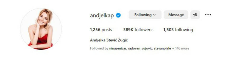 Anđelka Prpić promenila prezime na Instagramu