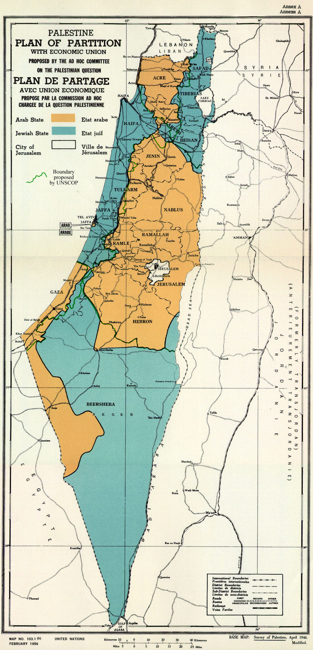 Mapa Palestine i Izraela 1947. godine