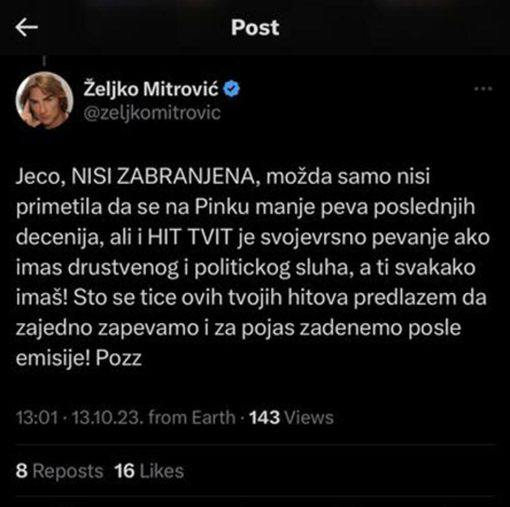 Jelena Karleuša se obratila Željku Mitroviću i zahtevala jednu stvar
