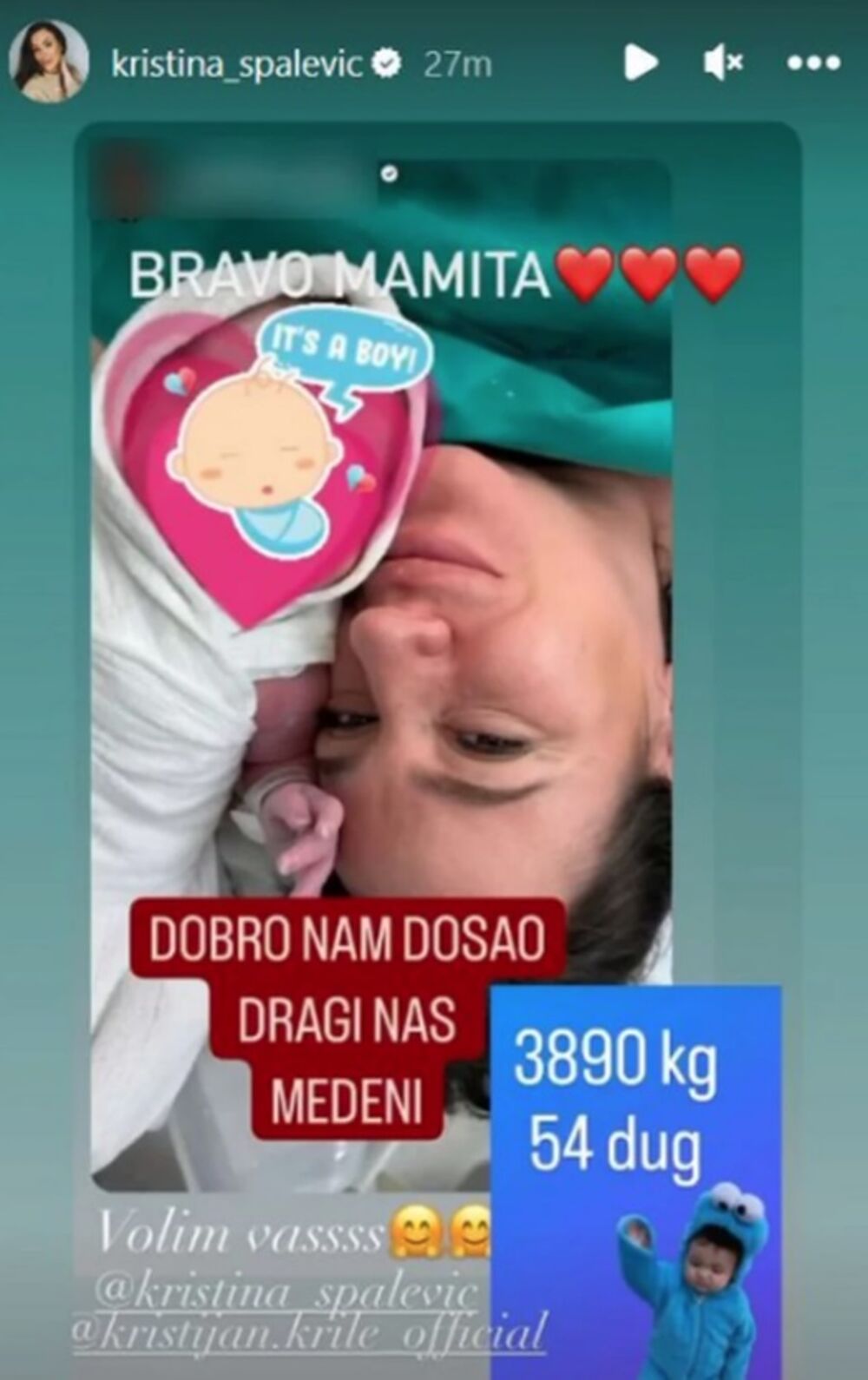 Objava Kristine Spalević nakon porođaja